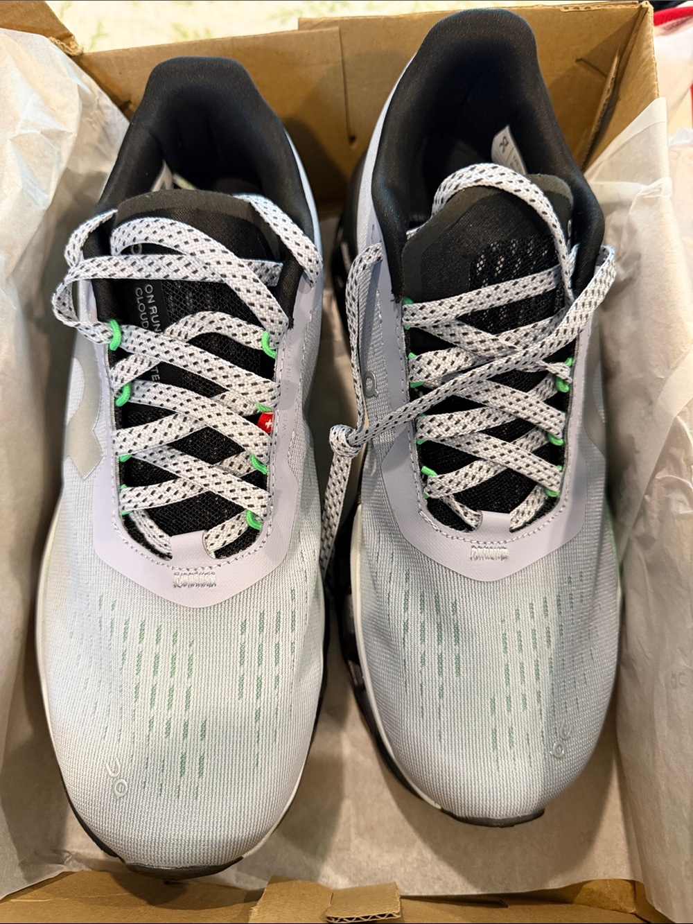 On Running Women's Athletic Shoes - Light Gray, Black, Green Accents